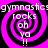 Four identical display a pink and black spiral with white text reading "gymnastic:gymnastics rocks ah ya !!" across the top