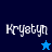Four display the name 'Krystyn' in white pixelated text over blue backgrounds with a star symbol changing between light blue and dark blue