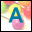 A blue stylized letter A with yellow interior on a pink rounded base, transitioning to a blue Chinese character with yellow interior on the same base against a gradient background.