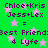 Green background with pink stars and purple text listing names, relationships, and phrases in a repeated pattern.
