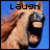 A pixelated animated contact sheet showing a horse's face with text "laugh" overlaid on the left frame and "laugh with me" in large black letters on the right frame against a white background.