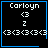 Four identical black square with blue borders display white pixel art text and symbols, one shows a small blue heart symbol in the bottom-right corner while another shows a small blue star symbol