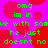 Pixelated green text on bright pink background with red circular shapes, repeating phrases about being in a relationship.