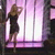 A woman with long blonde hair appears in multiple poses across a split-screen layout, wearing different outfits against a purple-lit background.