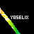 Pixelated diagonal rainbow gradient bar with white text 'YASELIX' on black background, partially overlapping gray rectangle.