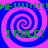 Four identical spiral patterns in blue and pink with green text reading "ME!!!!!! I RULE!" repeated across the image.