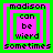 Four identical pixel-art arranged in a , each displaying layered text within nested squares of green and pink