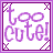 Pixel art contact sheet of a cartoon character in multiple frames showing text, full body, and partial views with pink and purple color scheme.