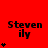 Red background displays repeated "Steven ily" text with varying star counts per in a