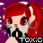 Pixelated cartoon-style icon of a red-haired character with large eyes holding a black microphone against a purple background, featuring the text "TOXIC" at the bottom.