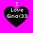 Four identical black heart-shaped icons with white text "I Love Gina<33" on a bright pink background, arranged in a
