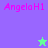 Pixelated text "AngeloH1" appears on four colored backgrounds with two star icons in different positions and colors.