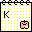Pixelated with yellow dots, black text, and a smiling character changing color from pink to red across frames
