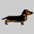 Two side-by-side pixelated dachshund figures with black and tan coloring stand against a light gray background.