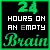 Green and black pixelated text displays '24 HOURS ON AN EMPTY Brain' with varying letter coloration across frames.