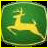 Animated contact sheet of a John Deere logo icon showing progressive text reveal and pixelation across frames, with green background and yellow border.