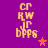 Purple background with yellow pixelated text 'CR KW JR BPSS' and a star that changes color from orange to red across frames.