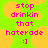 Pixelated text on a bright green background with yellow circular shapes, displaying 'stop drinkin that haterade :]'.