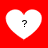 Four white heart shapes on a solid red background, each containing a black question mark symbol.