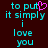 Two identical cyan text blocks on dark red background with one block containing a pink heart symbol replacing the 'u' in 'put'.