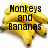 A pixelated image of a banana bunch with overlaid text reading "Monkeys and Bananas" on the left and "dont go Together" on the right.