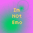 Four- displays identical text 'Im Not Emo' in yellow pixelated font over a purple-green gradient background with faint circular patterns