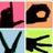 Animated sequence showing a stylized black hand with extended fingers against colored backgrounds, transitioning from pink to orange to light blue to green.