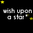 Black background with yellow stars and white text reading 'wish upon a star' in pixelated font across multiple