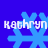 Blue snowflake-shaped icon with white text 'Kathryn' on a solid blue background, displayed in a of four identical copies