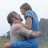 Animated contact sheet of a buddy icon showing text animation with changing highlighted words and an inset photo of two people embracing.
