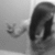 Black-and-white image of a person with long dark hair, head turned right, hand raised in front of face, static pose across all frames.