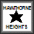 A static contact sheet showing two frames of an animated icon with a black star and pixelated text reading "HAWTHORNE HEIGHTS" on white background, alongside separate text elements spelling out "THE SILENCE IN BLACK AND WHITE" in pixelated style.