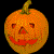 Three pixelated orange pumpkin faces with carved expressions arranged in a 2x2 contact sheet layout on black and gray backgrounds.