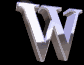 Three of three identical silver 3D 'W' letters on black backgrounds with gray horizontal dividers between