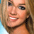 A 48x48 pixel buddy icon split into two frames showing a woman's face on the left and green text on a dark background on the right, with visible pixelation and dithering effects.