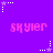 Purple background with repeated pink 'skyler' text and white/purple star icons in a pattern