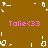 Brown background with four pink "Talie<33" text blocks and white pixelated border elements arranged in a pattern