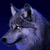 A wolf's head in profile with yellow eyes, gray fur, and a dark blue background showing subtle animation changes across four