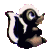 Pixelated cartoon skunk icon with green text logo on dark background, displayed in a 2-frame contact sheet layout.