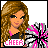 A 48x48 pixel animated AIM buddy icon featuring a cheerleader character with long brown hair holding a pom-pom, displayed in a contact sheet format showing two frames.