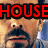 A four- shows a man's face with text overlays: 'HOUSE' in red, 'IS' in cyan, and 'COOL' in green