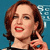 Pixelated image of a person with brown hair, red lips, and a black top against a blue background with partial white text.