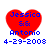 Four identical red heart-shaped icons with blue text reading "Jessica && Antonio 4-29-2008" arranged in a two-by-two on white background