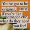 A static image composed of multiple text fragments arranged in a collage format against a solid orange background.