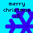 Blue background with four identical pixelated snowflakes, each labeled 'merry christmas' above and '<3' below in black text.
