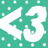 <3 icon with white <3 symbol on teal background, repeated text pattern of <3 and 'DANNY' in pixelated style.
