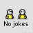 Pixel art animation of two yellow-shirted figures with white heads, one figure's head turning to face the other while red splatter effects appear on a gray background.