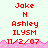 Pixelated red text on light background with pink wave border, showing repeated names and date across two