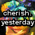 Pixelated image with text overlays on a colorful abstract background and grayscale section, featuring four distinct phrases.