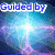 A four- shows a bright blue and purple light burst with text "Guided by Light" at the top left, transitioning from a horizontal to vertical light streak